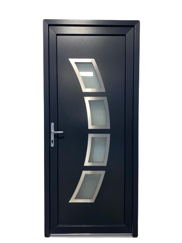 Porte d&#8217;entrée PVC LUNE Argentée Lingolsheim 0