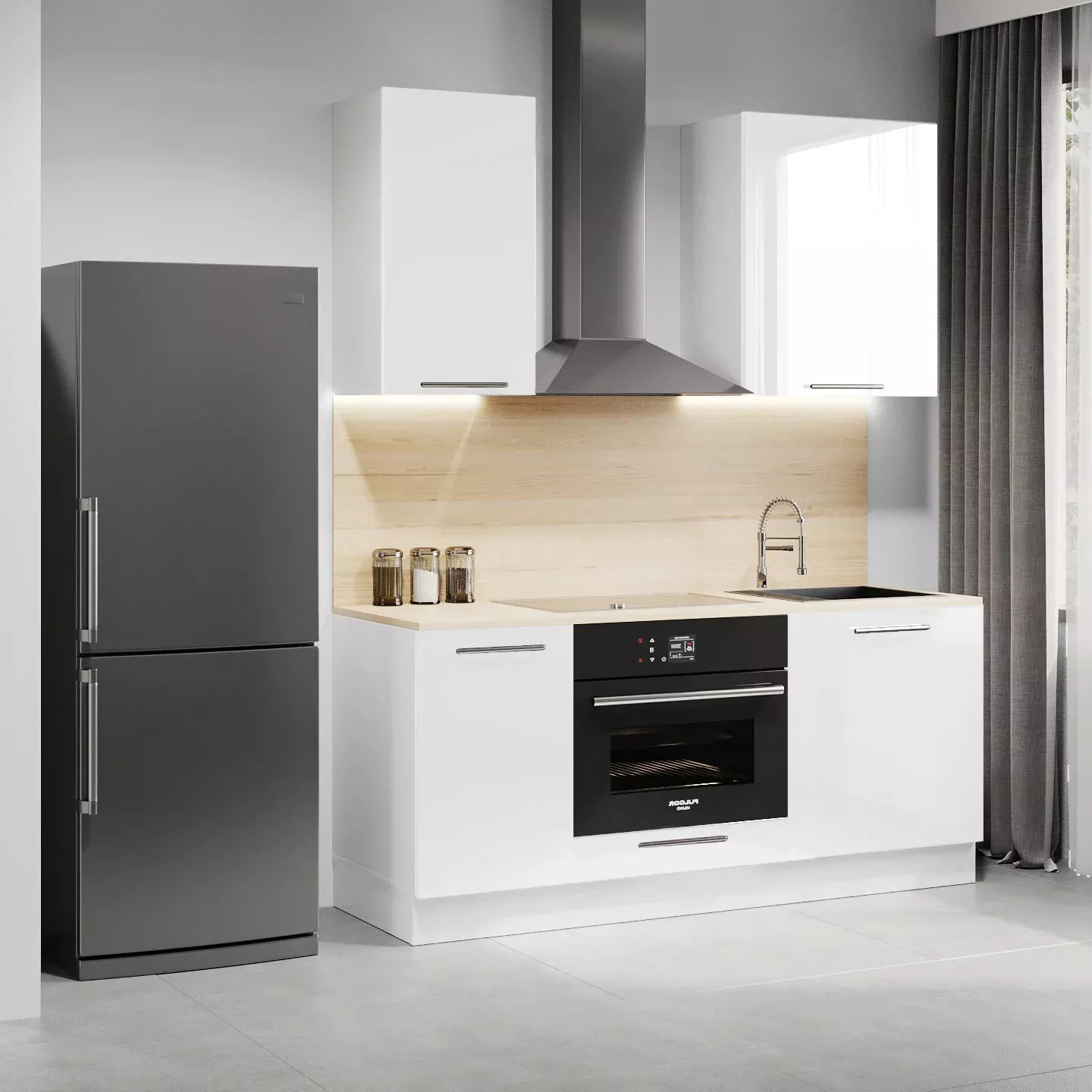 Cuisine Equipée 160cm &#8211; Meuble Haut/Bas,  Façade Laquée Blanc Illkirch-Graffenstaden 0