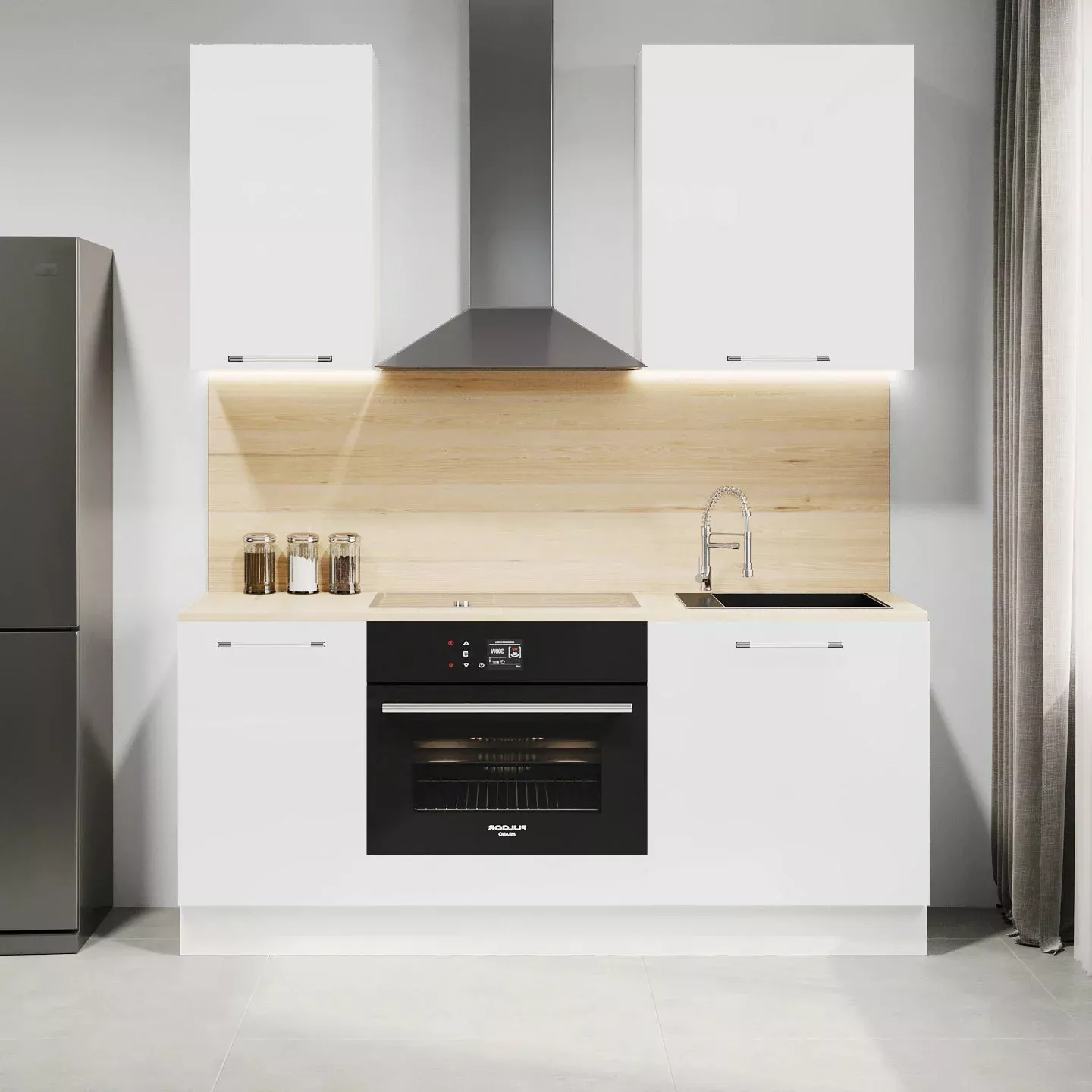 Cuisine Equipée 160cm &#8211; Meuble Haut/Bas,  Façade Laquée Blanc Illkirch-Graffenstaden 0